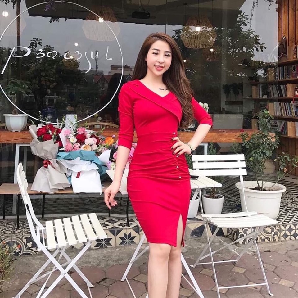 Đầm Nữ ( Váy Nữ ) Cổ Vest Có Mút Ngực Thời Trang Bambo