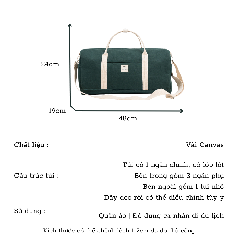 Túi du lịch Duffle vải canvas Ziczac Design