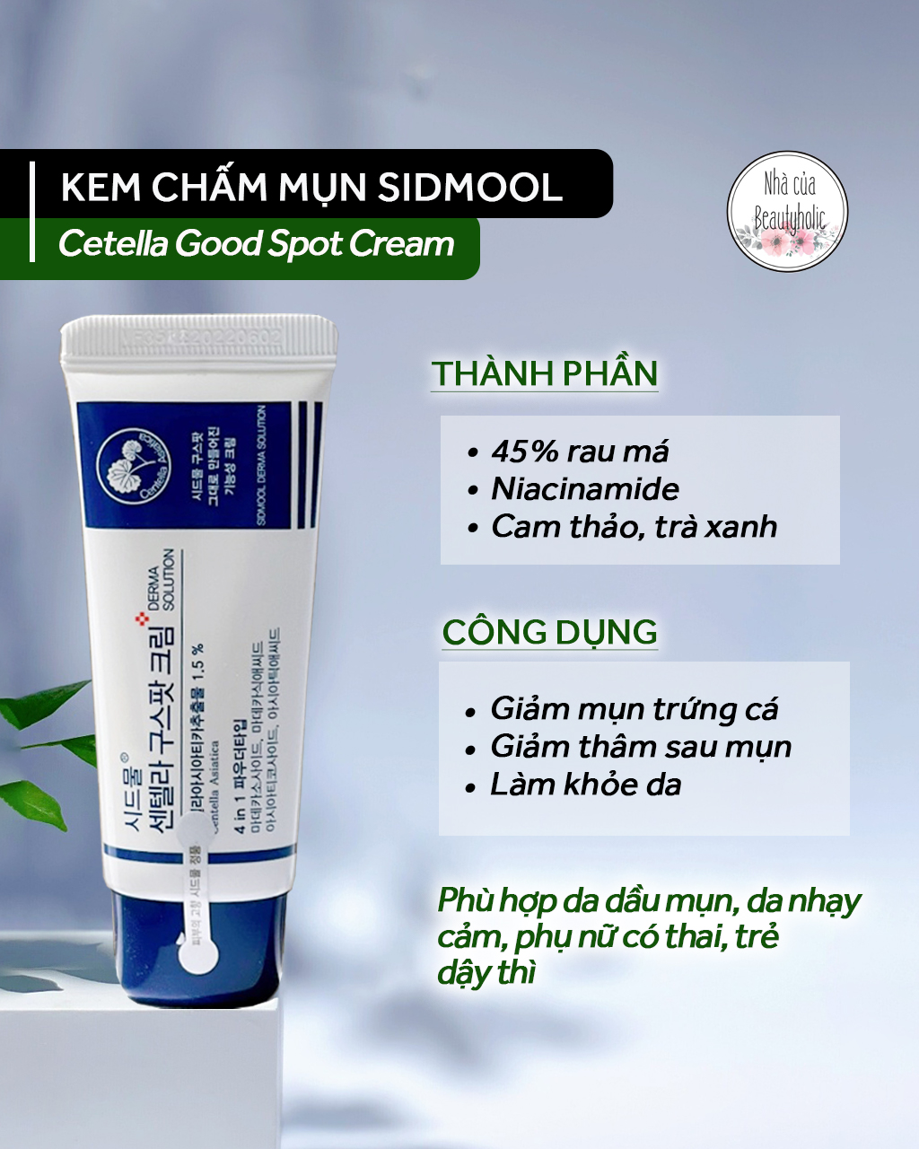 Kem chấm mụn sidmool centella good spot cream