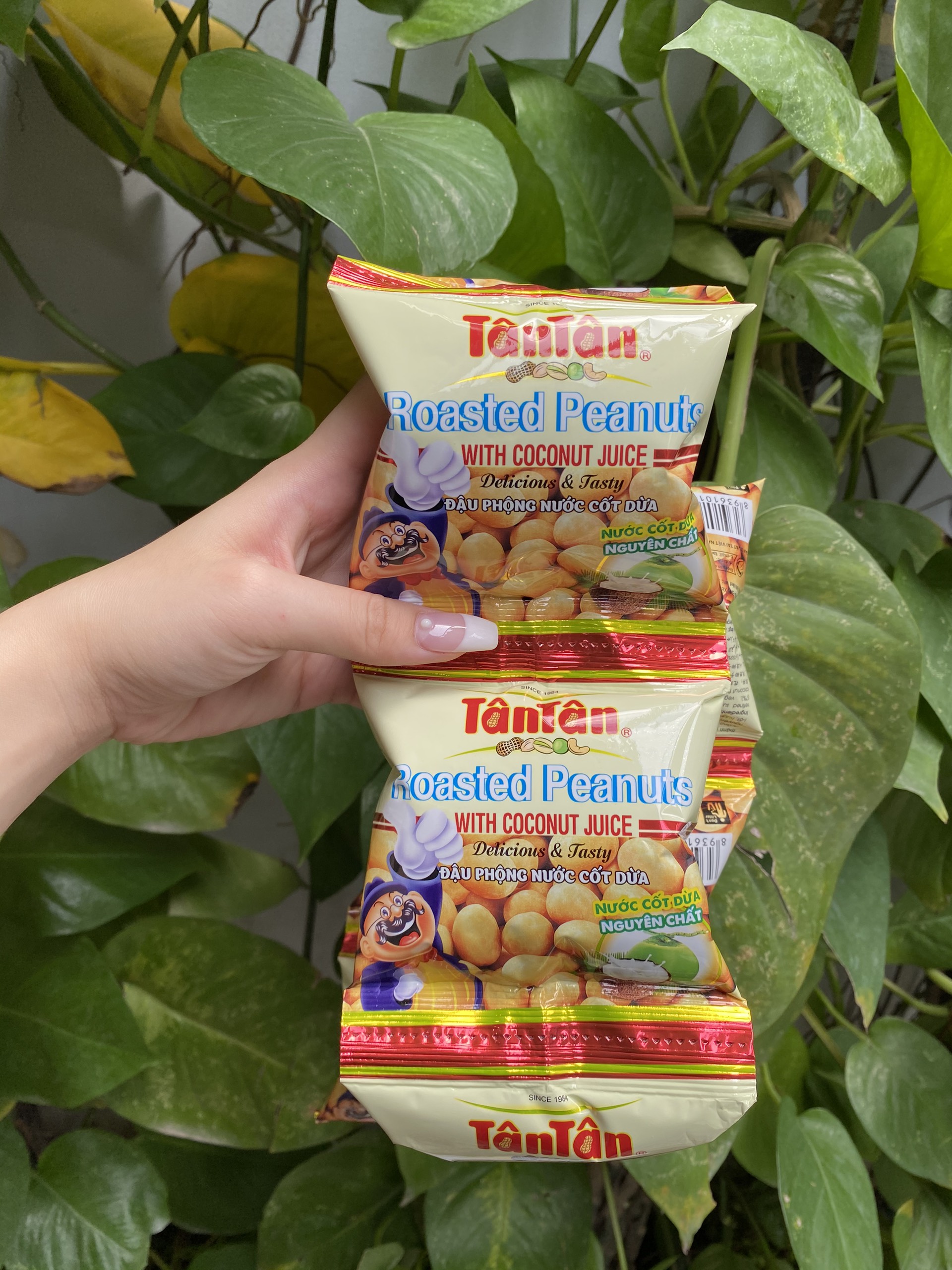 Đậu Phộng Nước Cốt Dừa Tân Tân Peanuts With Coconut (Lốc 10 gói x 15g)
