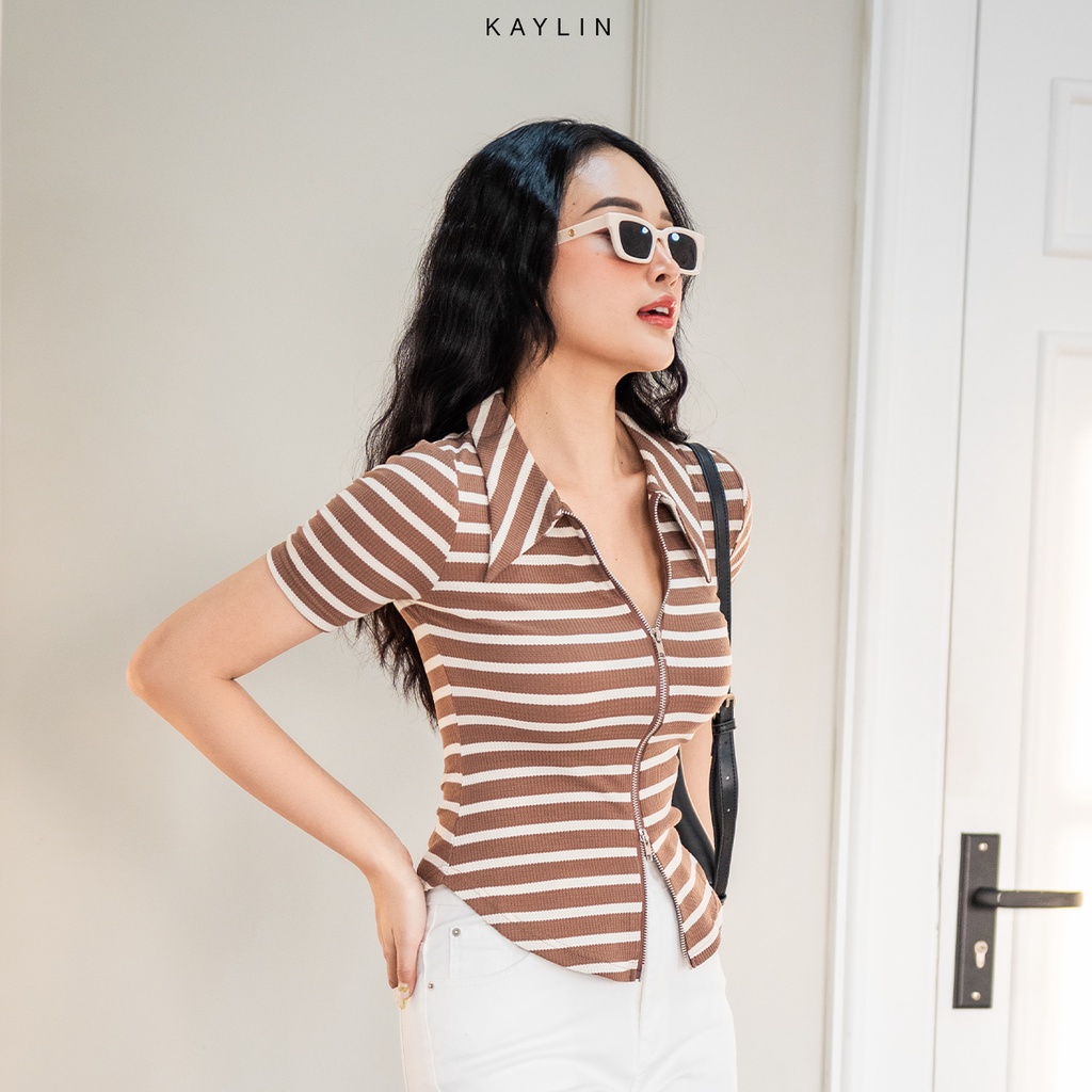 Áo KAYLIN sọc dây kéo 2 đầu - N1804