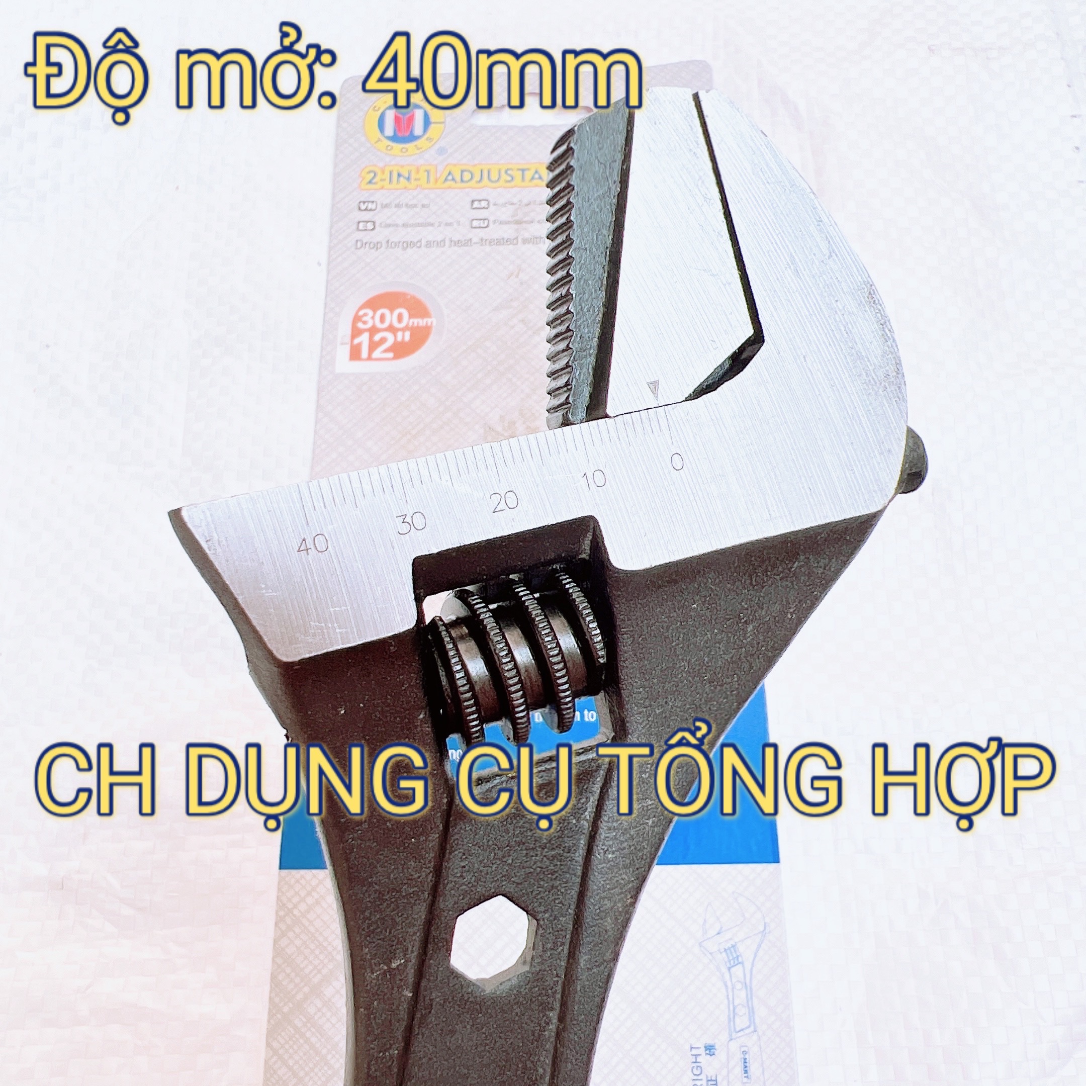 Mỏ lết cán bọc nhựa cao cấp 2trong1 kèm 3 vòng miệng f0002-8"/10"-12" c'mart