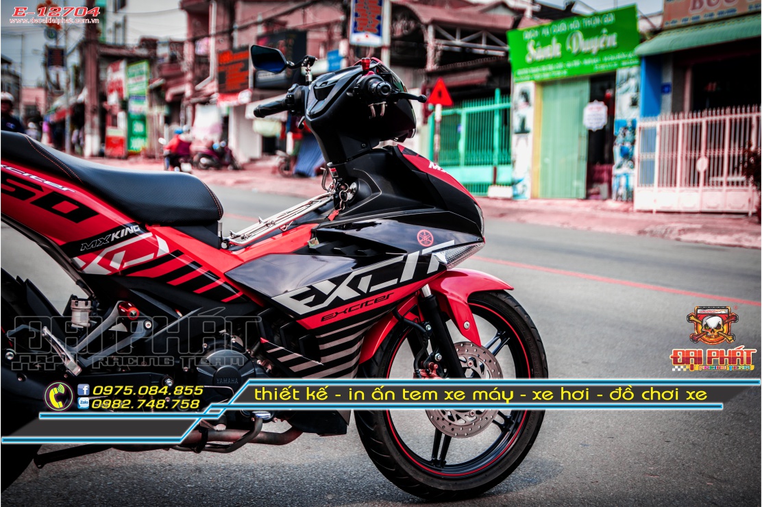 Tem Trùm Xe Exciter 150 MX King Cam Đen
