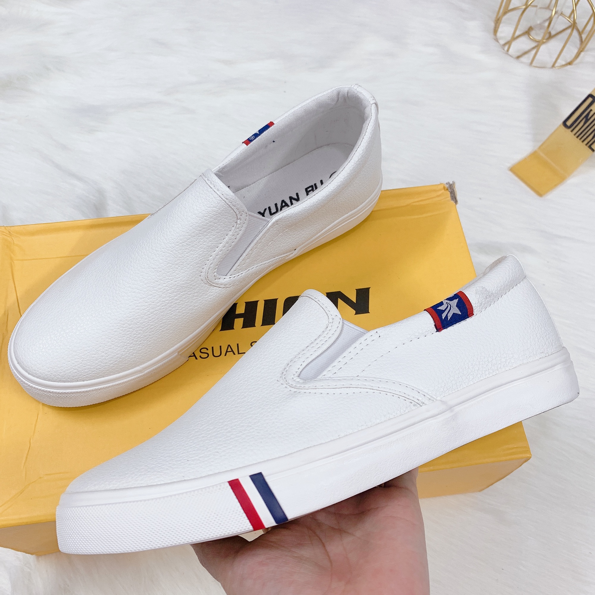 GIẦY DA TRẮNG NAM ,SLIPON.FULL BOX