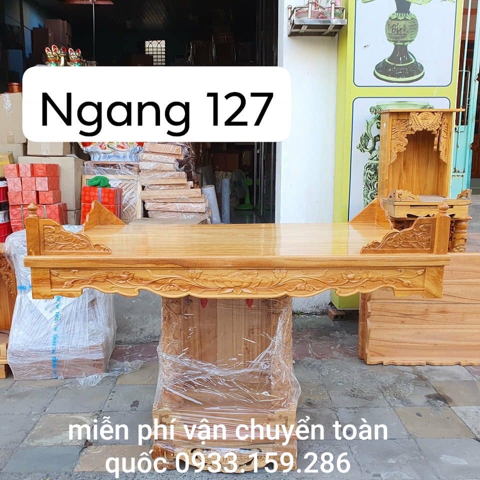 Bàn thờ treo tường gỗ gõ đỏ ngang 127 cm trạm sen gồm 1 bộ ke đế
