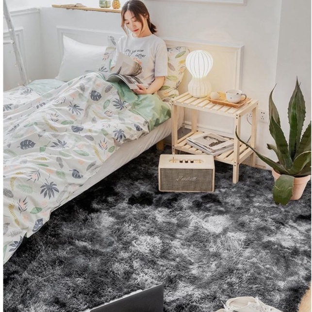 Thảm Lông Loang Kích Thước 1m8 x 2m, 2m x 2m2 - lông dài trải sàn cao cấp (mặt sau chống trơn trượt)