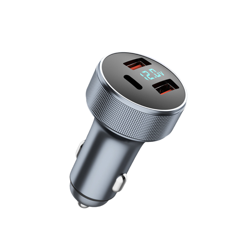 Three Port digital display car charger qc3.0 dual car charger super fast charging onsite shipping