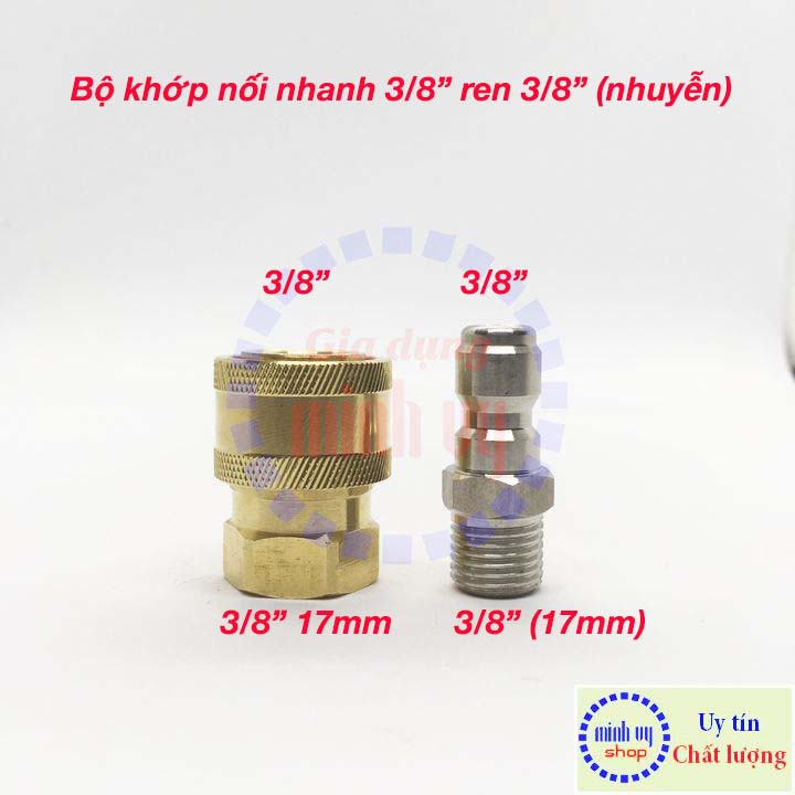 Bộ khớp nối nhanh 3/8" - ren 17mm đầu ra cho máy rửa xe áp lực cao máy xịt rửa cao áp máy rửa xe gia đình