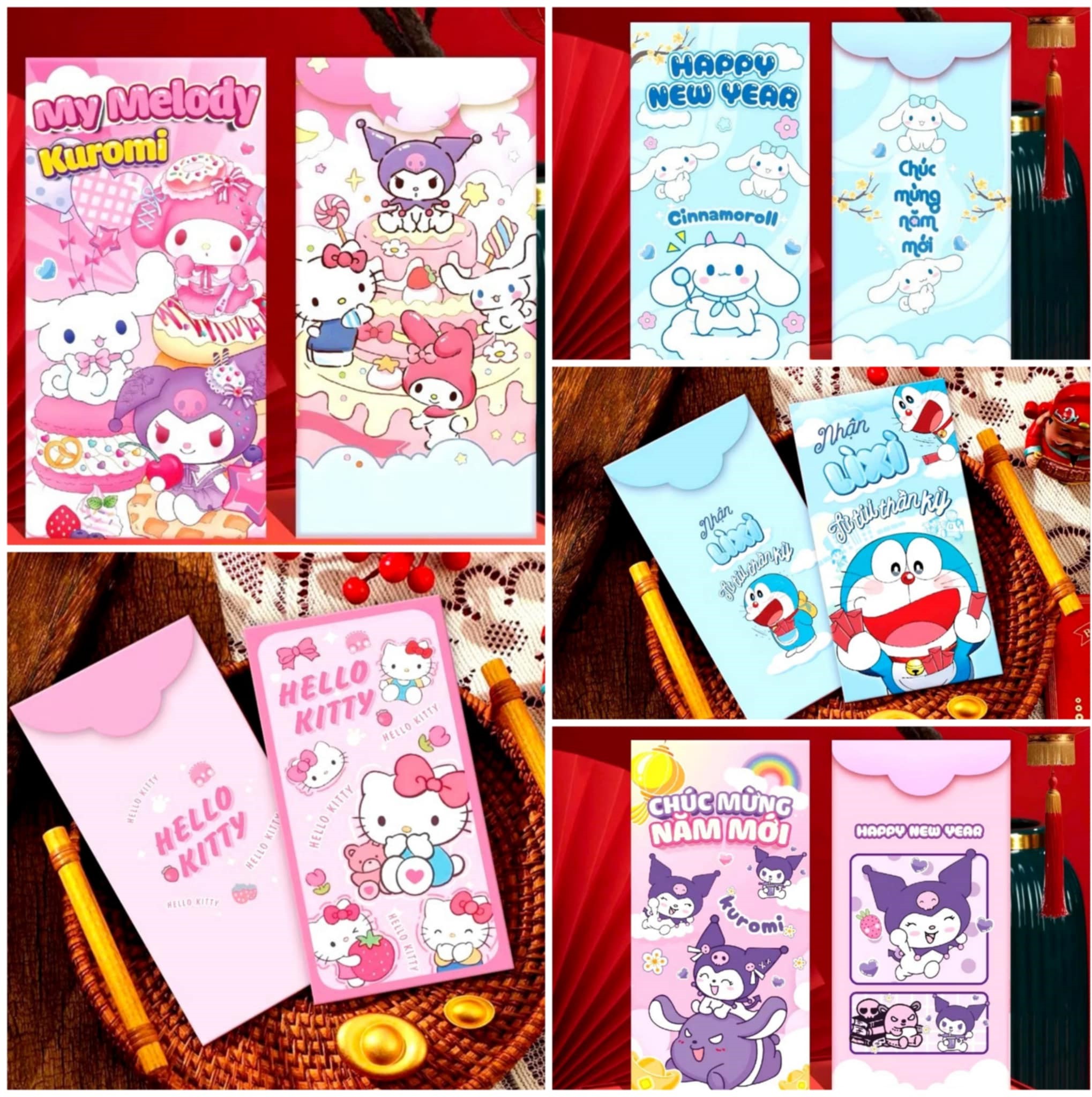 🌸BAO LÌ XÌ HELLO KITTY KUROMI DOREMON