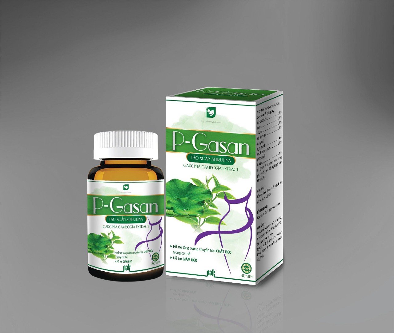 Viên Uống Giảm Béo P-Gasan Tảo Xoắn Spiruna- Giảm cholesterol, giảm mỡ máu