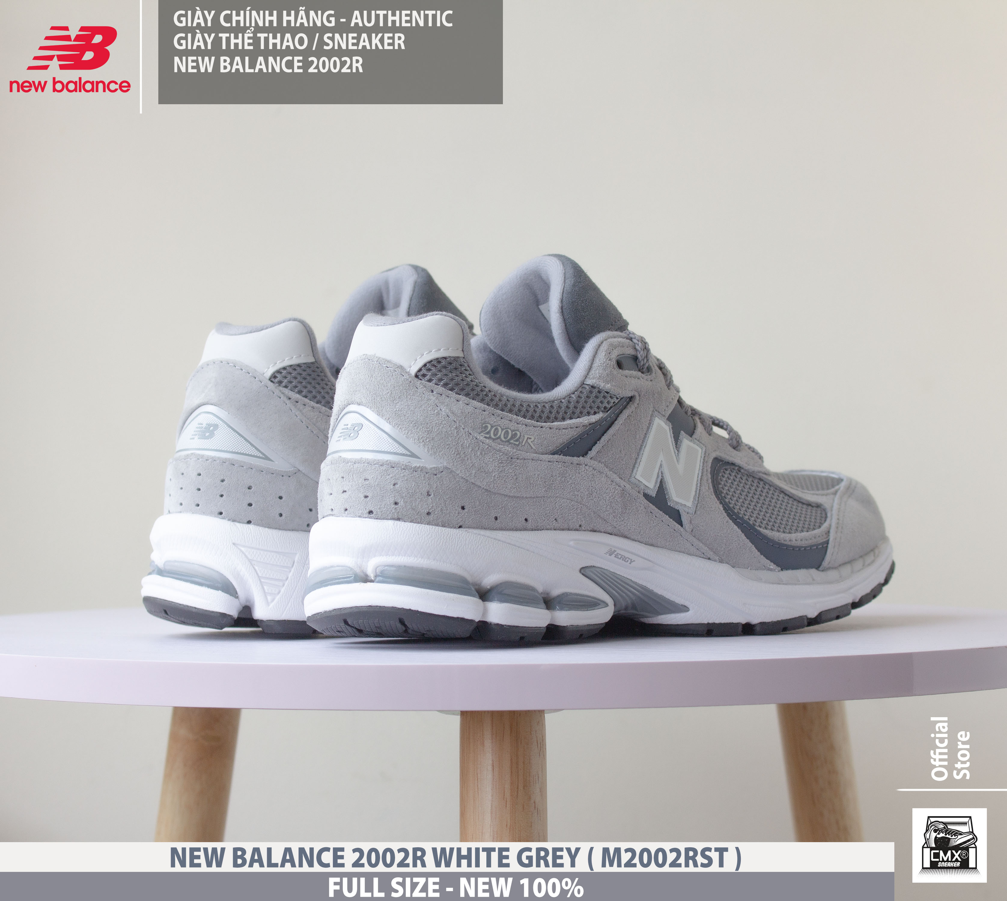 😘 [ HÀNG CHÍNH HÃNG ] Giày New Balance 2002R WHITE GREY ( M2002RST) - AUTHENTIC 100%