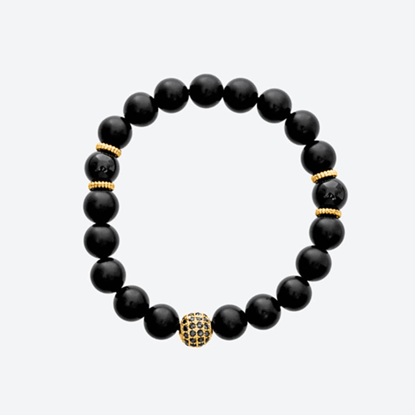 [HCM]Vòng tay đá thiên thạch charm si đính đá đen mệnh thủymộc(màu đen) - Ngọc Quý Gemstones