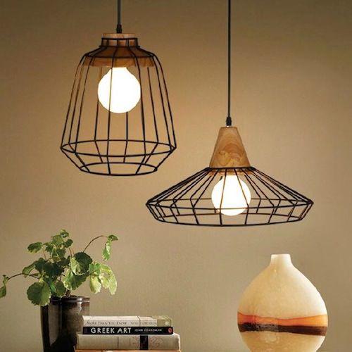 [HCM]Đèn thả đui giả gỗ lồng sắt