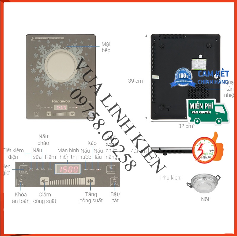 Mặt kính bếp từ Kangaroo KG417i