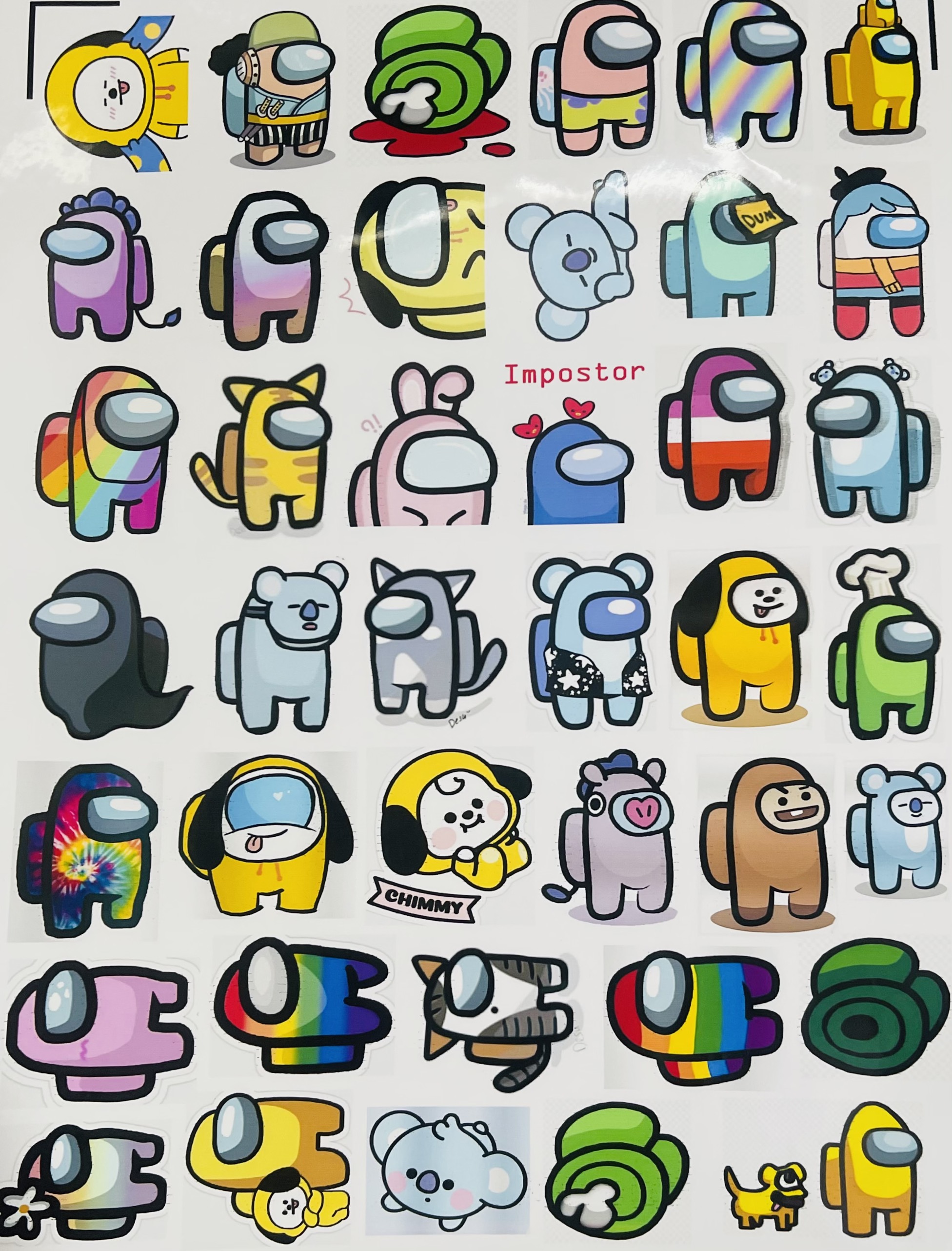 Sticker Among Us set 30-120 ảnh decal hình dán ép lụa