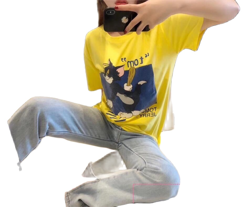 Áo thun nữ form rộng tay lỡ Unisex tom Freesize 45 - 70kg new sky max fashion áo thun nam form rộng tay lỡ áo phông nữ form rộng