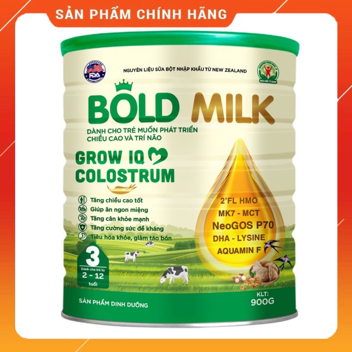 [HÀNG CHUẨN100%] SỮA Y TẾ BOLD MILK GROW IQ COLOSTRUM 900G ( có Tích điểm đổi quà)
