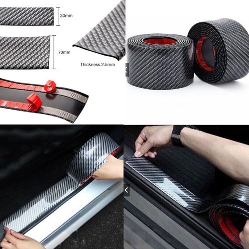 Cuộn cacbon dán cốp, dán bước chân chống xước xe ô tô, xe hơi  ngang 5cm, dài 2,5m Miếng dán carbon 5d có thể cắt dễ dàng