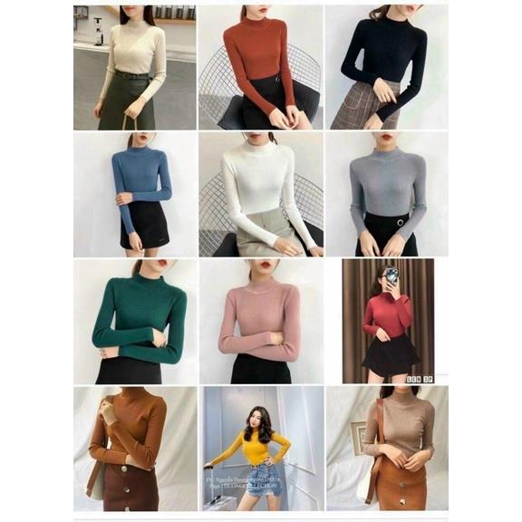 ✒☬✗  [Freeship] Áo Len Tăm Cổ Ba Phân Dày Dặn Mềm Mịn