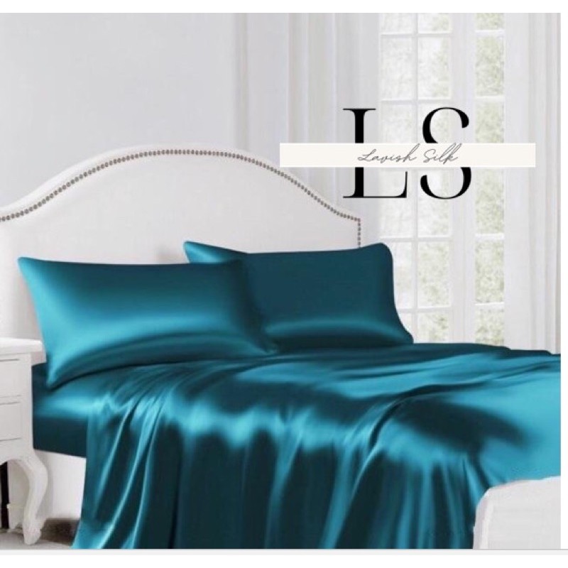 Ga Giường Drap Lẻ Phi Lụa Lavish Silk cao cấp mát lạnh hàng loại 1 - Xanh Cổ Vịt