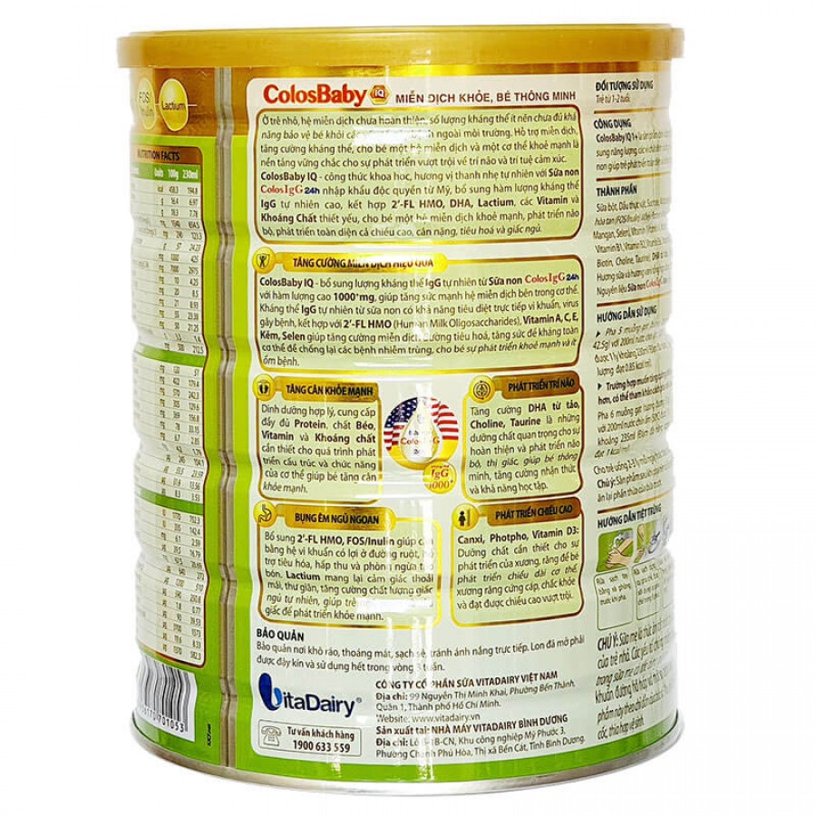 [HCM]Sữa COLOSBABY IQ Gold 1+ 800G (trẻ từ 1-2 tuổi)