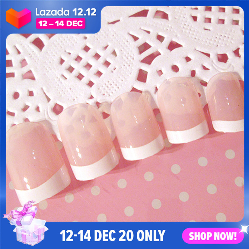 Litfly 24 Cái Tự Nhiên Ngắn Móng Tay Giả Acrylic Nail Art Mẹo Glitter Mịn Phong Cách Full Bìa Trang Trí Beauty Vòng Ngắn Lady/Cô Gái Ủng Hộ 2020 Thời Trang giá rẻ