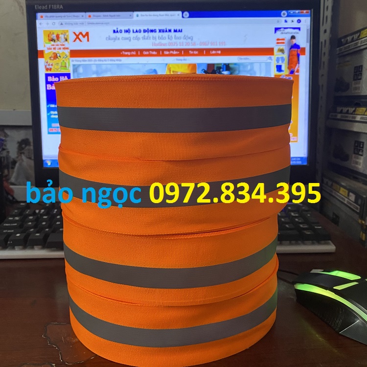 dây vải phản quang sọc xám bản 5cm dài 100 mét-dây cảnh báo phản quang