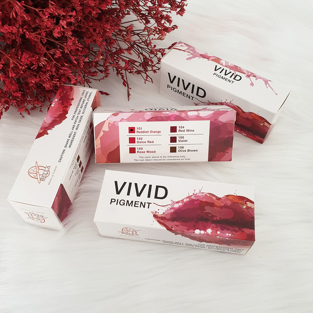 Mực phun môi Vivid 101 - Reddish Orange - Mực Bella Màu đỏ cam
