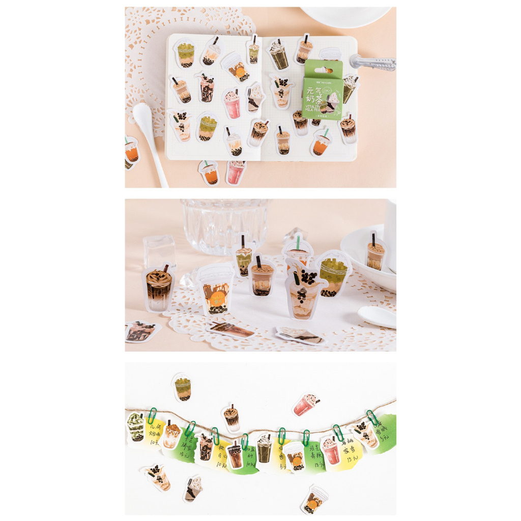 Bộ sticker/ Hình dán Hình Ly Trà Sữa Trân Châu Độc Đáo (45 Hình)