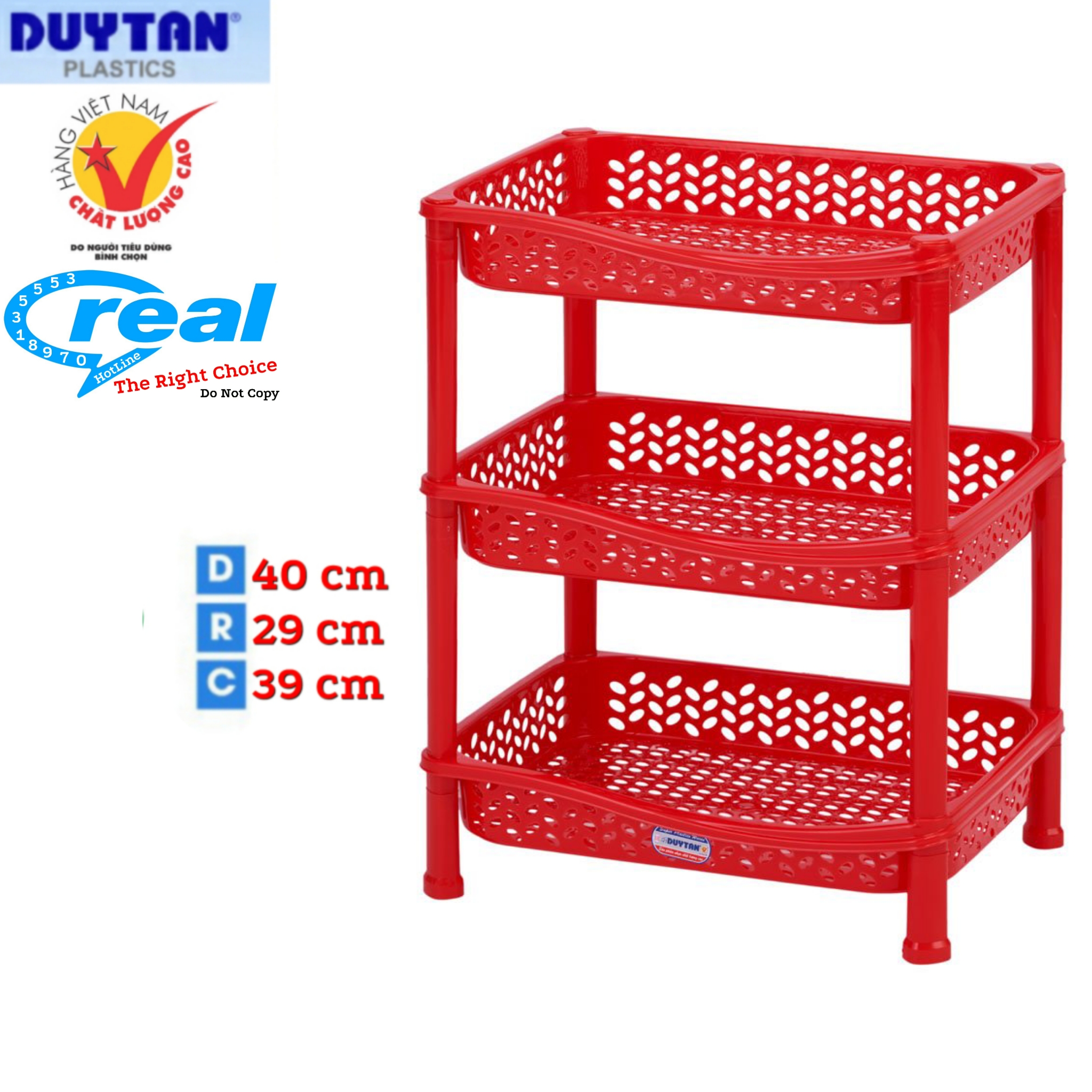 [HCM]KỆ CHÉN NHỰA DUY TÂN 3 TẦNG NHỎ ( 39.5 x 28.5 x 39 cm )