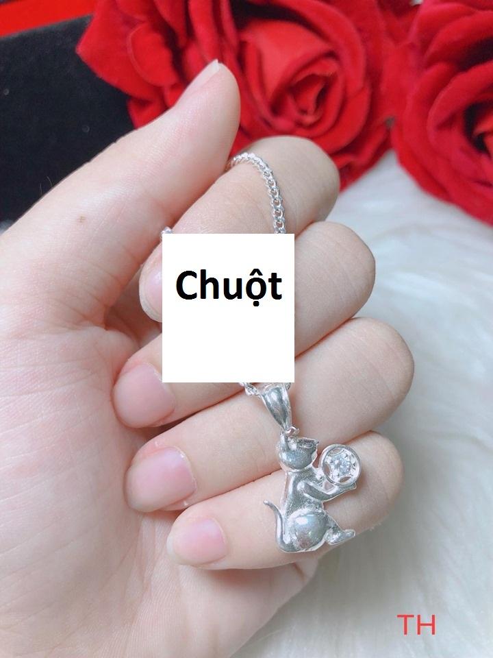 Mặt dây chuyền bạc hình con chuột trong 12 con giáp