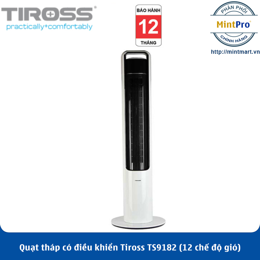 Quạt tháp có điều khiển Tiross TS9182 (12 chế độ gió) - Hàng Chính Hãng - Bảo hành 12 tháng