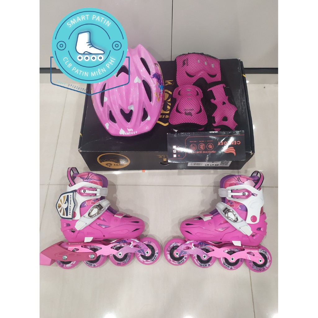 Giày patin Flying Eagle s5s+ màu hồng cao cấp, an toàn