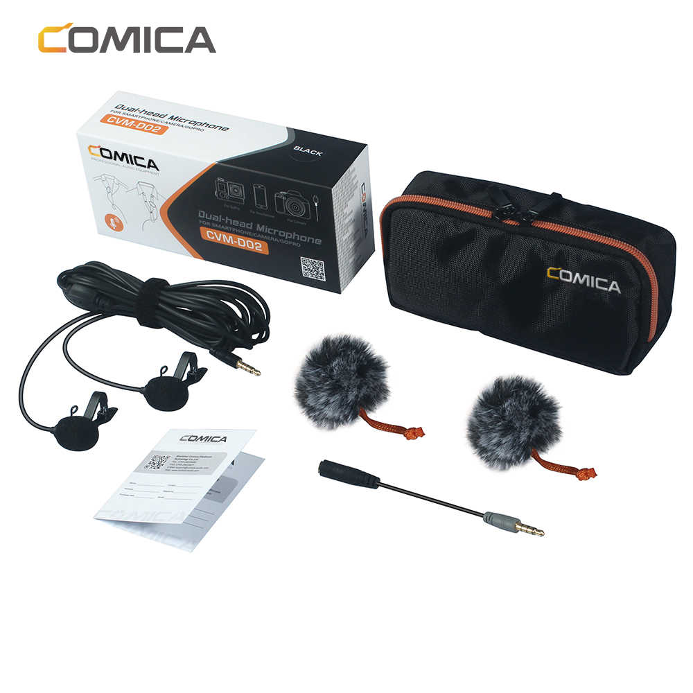 Cặp micro cài áo phỏng vấn cho Camera, Gopro, Smartphone | Comica CVM-D02 Dualmic
