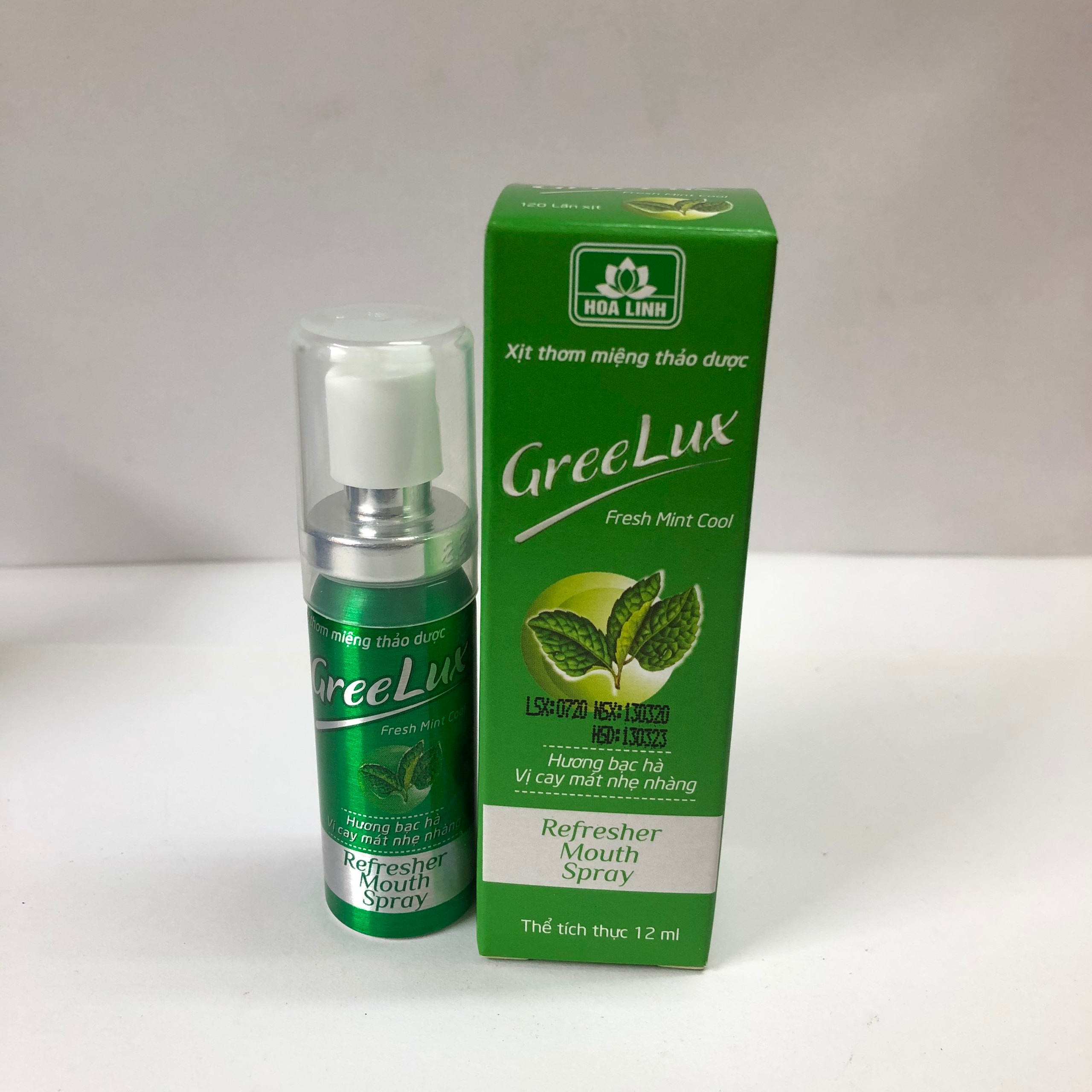 Xịt thơm miệng thảo dược greelux, xịt họng thơm miệng 12ml
