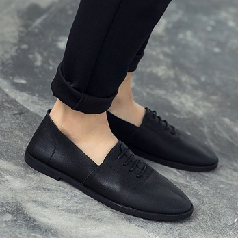 Giày lười nam da bò Giày công sở giả dây buộc Giày xỏ nam da bò đẹp cao cấp Giày mọi nam da bò thời trang giá rẻ phong cách Hàn Quốc B-17 màu đen