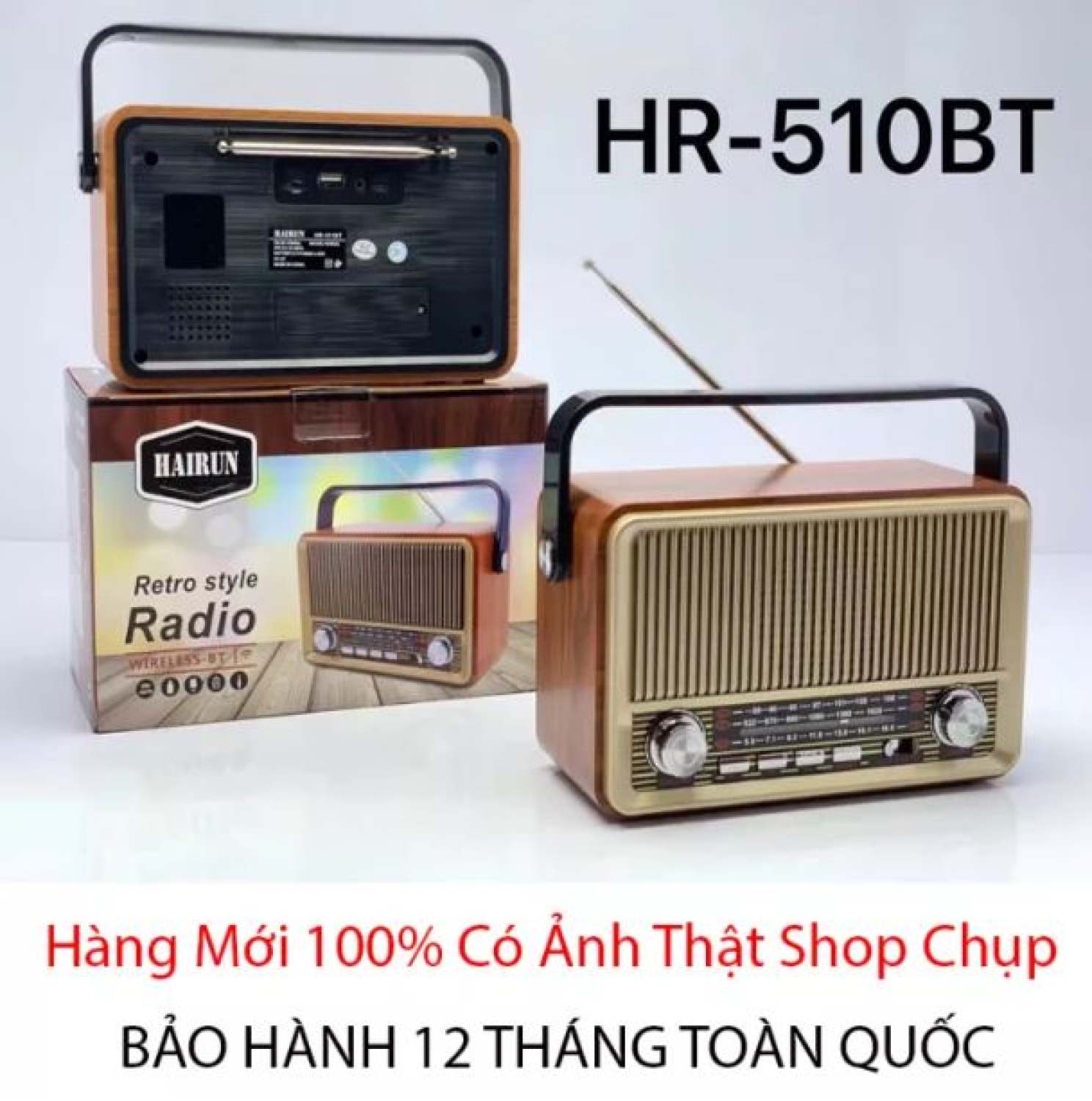 Đài am/fm phong cách hoài cổ điển đài radio cổ của đức, nga, nhật độc lạ, đài fm bluetooth hairun hr-510bt - phong cách cổ điển vintage - vỏ gỗ sang trọng - đầy đủ kết nối bluetooth, aux, usb, sd