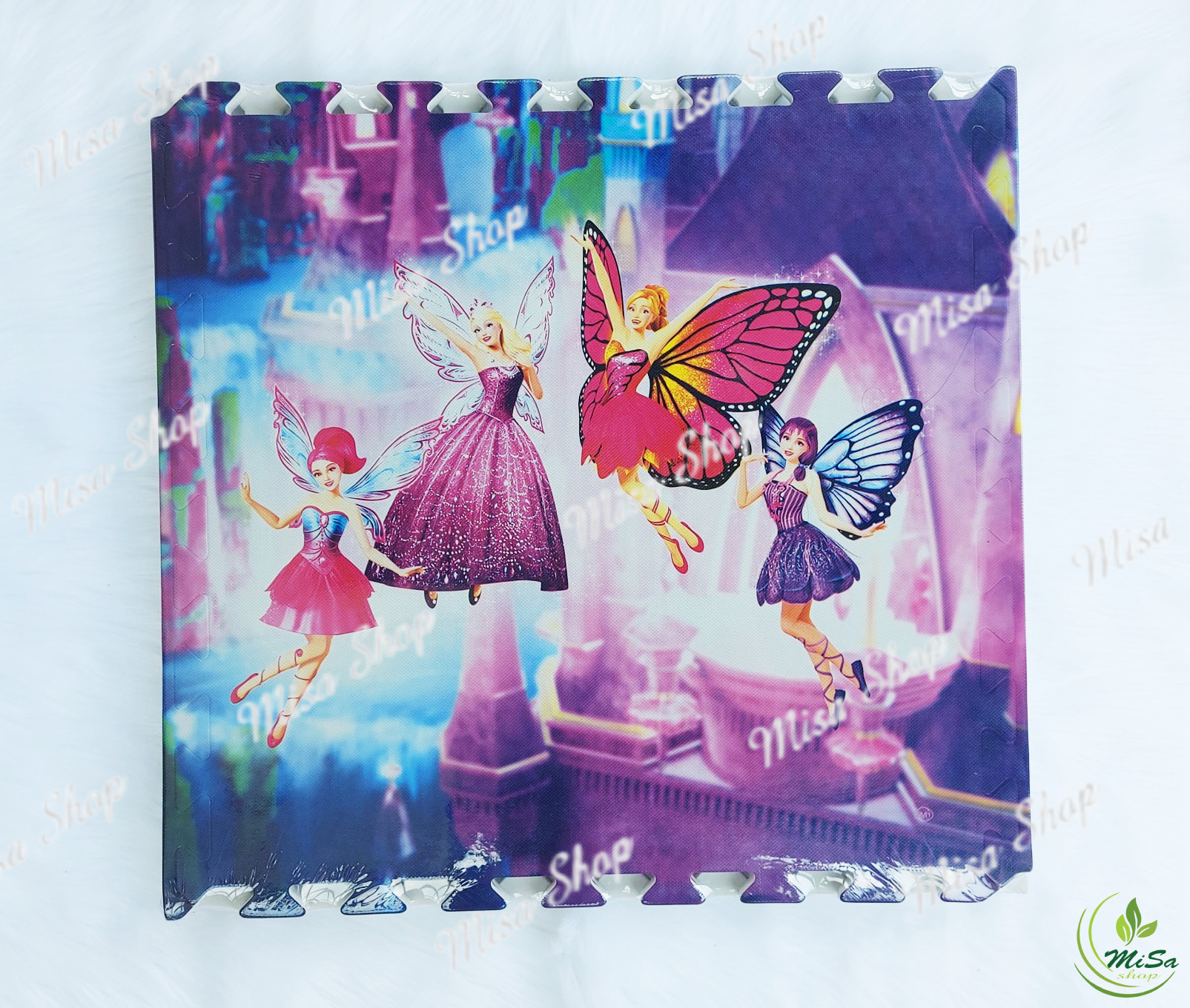 BỘ THẢM XỐP LÓT SÀN GỒM 4 TẤM, KÍCH THƯỚC 60X60 CM/ TẤM HÌNH CÔNG CHÚA BẠCH TUYẾT VÀ NÀNG TIÊN CÁ GHÉP LẠI