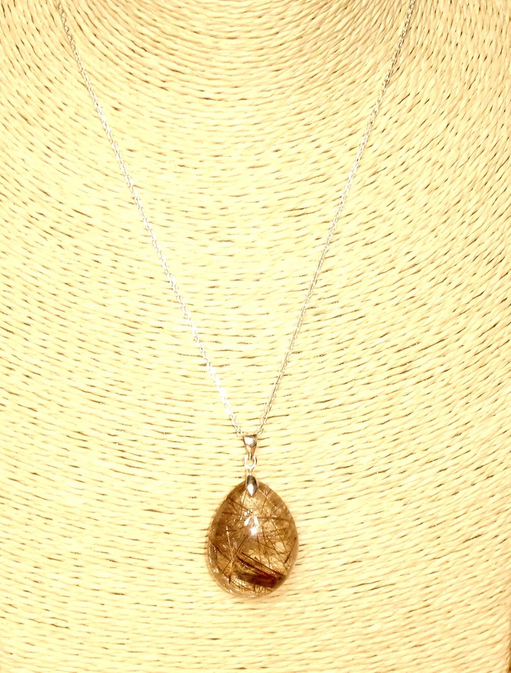 MẶT DÂY CHUYỀN ĐÁ THẠCH ANH TÓC 29,6 CARAT(VÀNG NÂU)