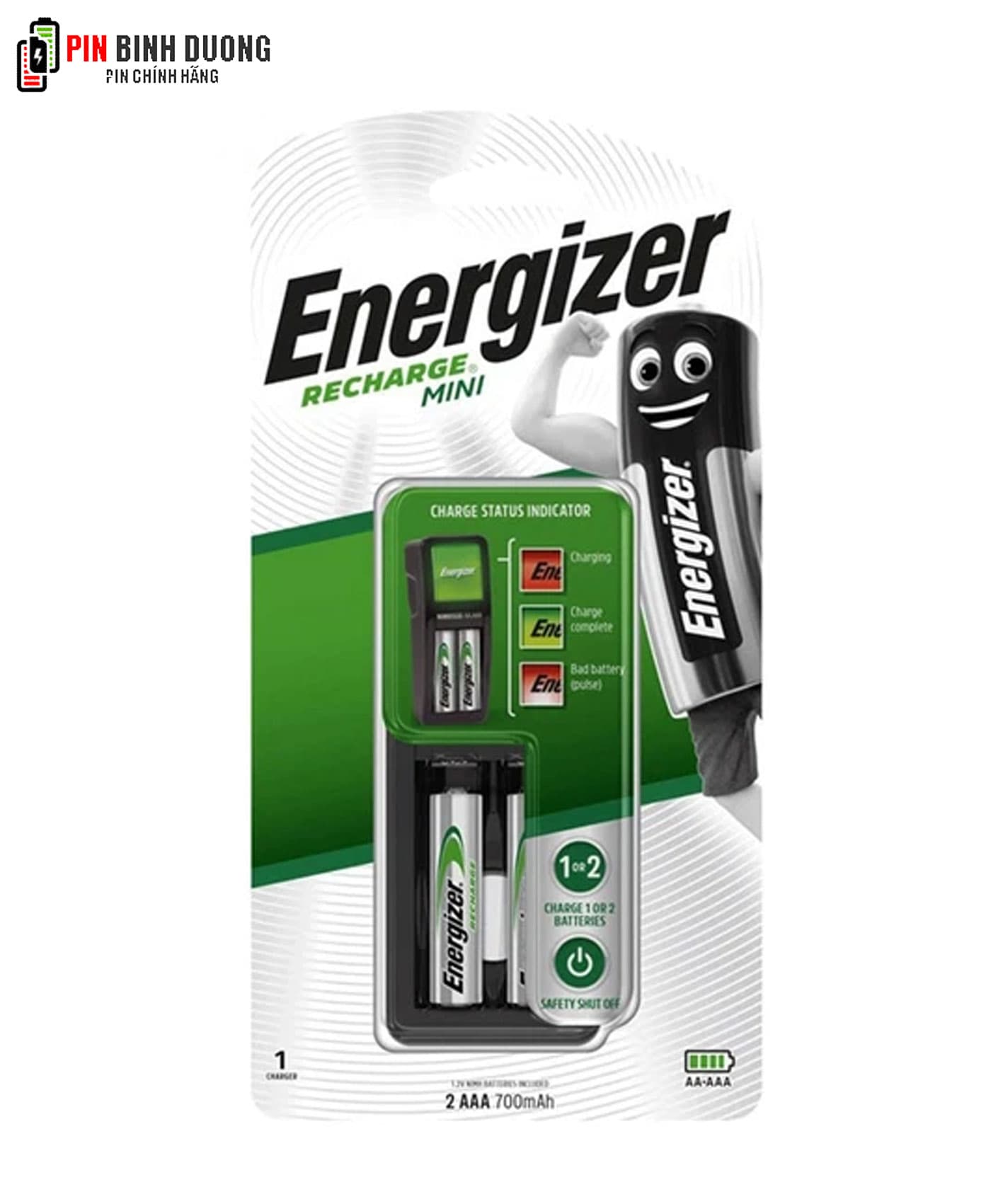 Bộ sạc Pin Energizer CH2PC4 _Máy sạc 2 Khe, sạc pin AA -AA (kèm 2 pin Energizer AAA700mAh 1.2v Made in Japan)