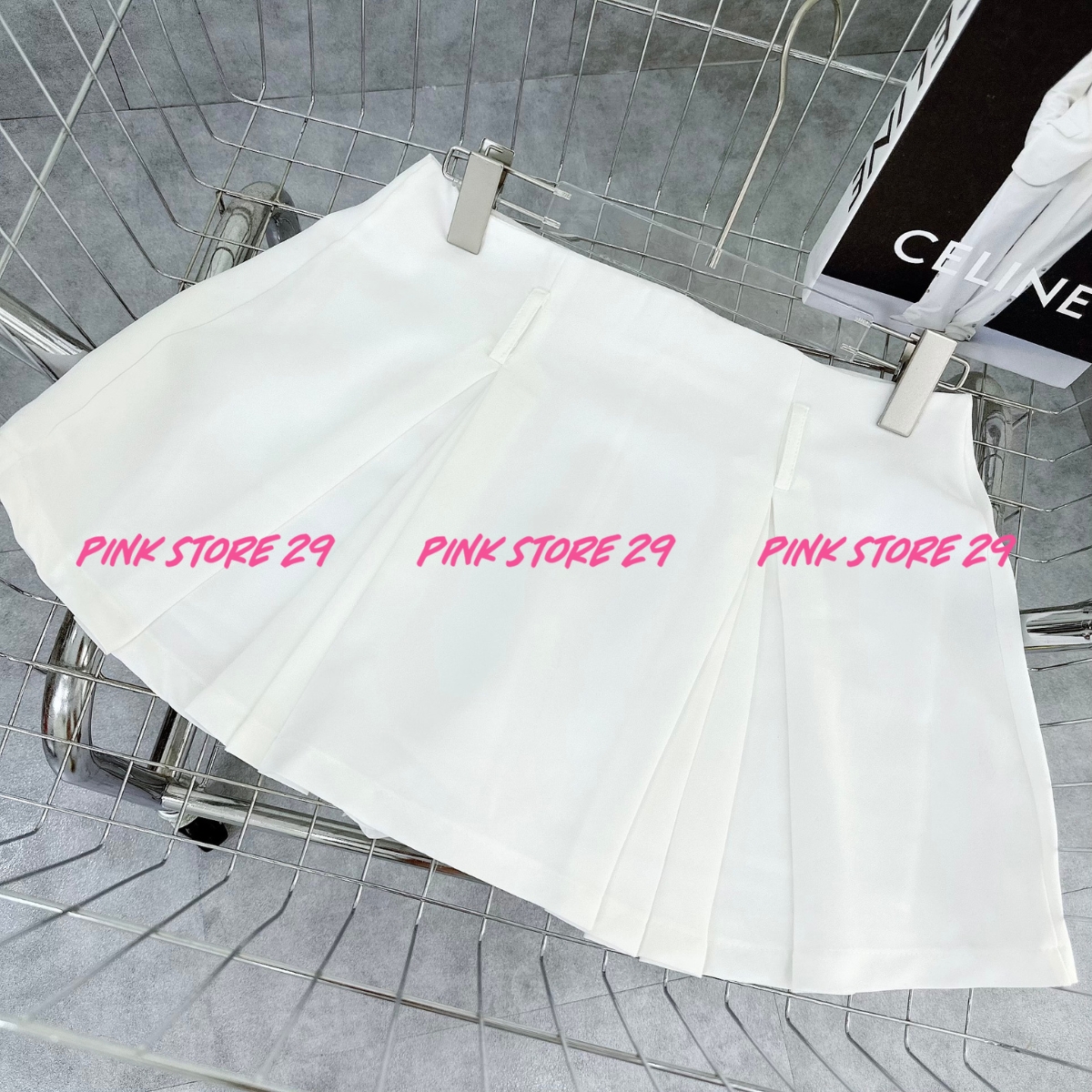 Chân váy chữ a lưng cao pinkstore29 kiểu xếp ly dáng xòe dễ thương c065