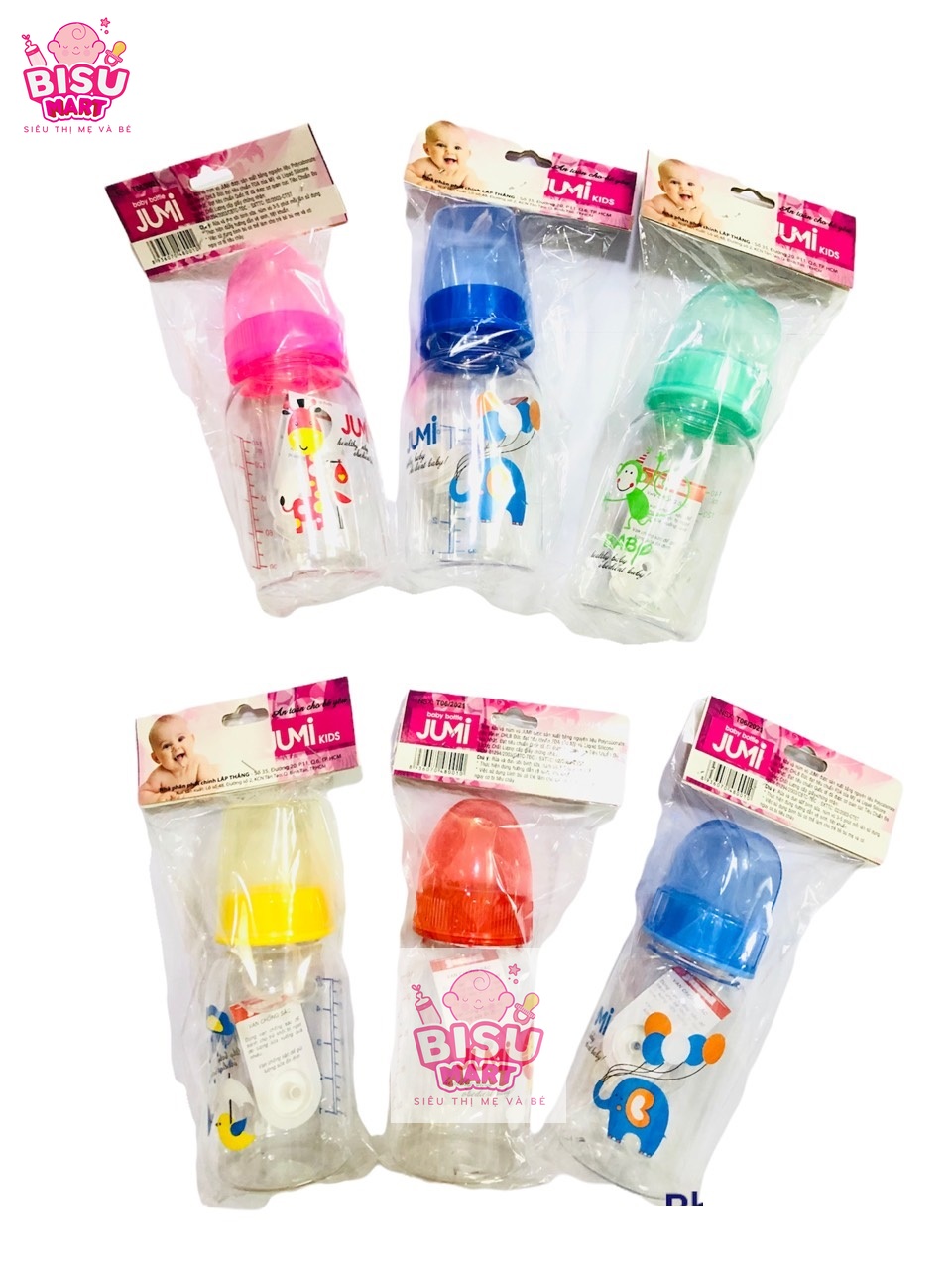 Bình sữa cổ hẹp cho bé JuMi 120ml - 240ml (trơn)