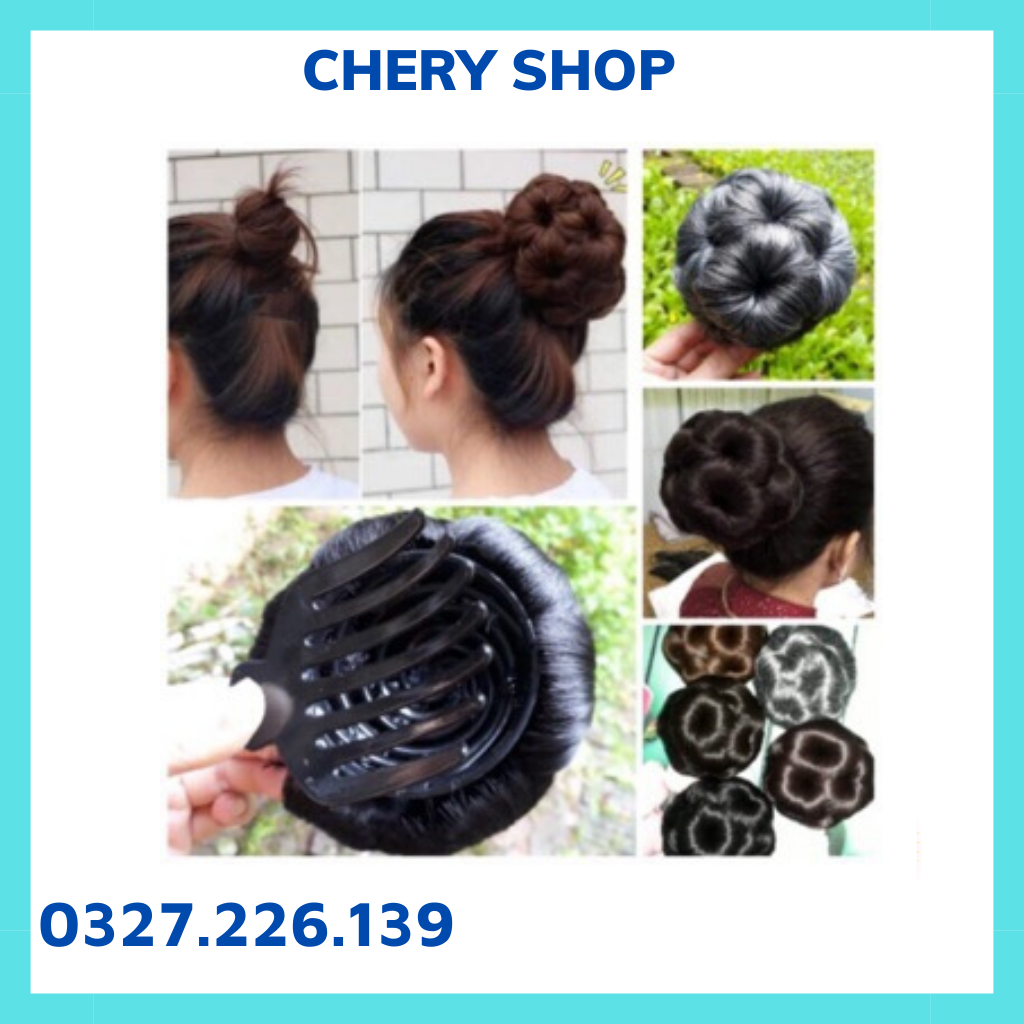 Tóc giả búi - Tóc giả búi hoa kẹp trung niên