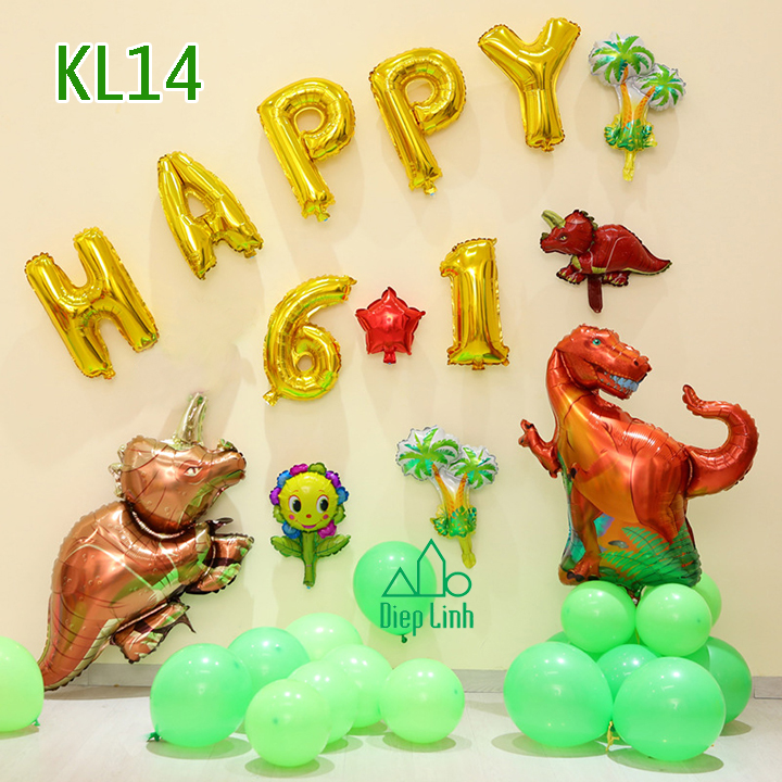[HCM]Sét Bóng Trang Trí Sinh Nhật Khủng Long Dinosaur - Diệp Linh