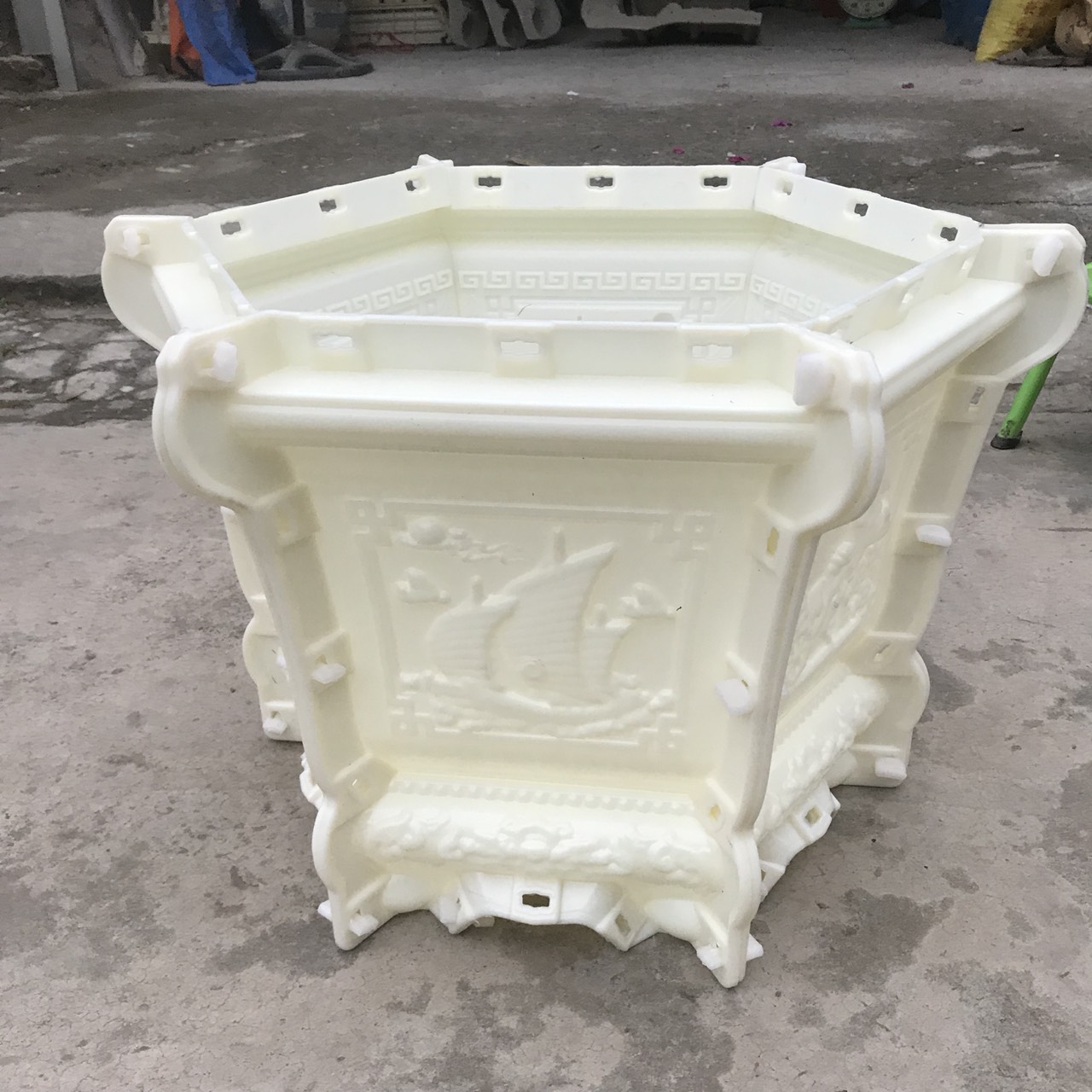 Khuôn chậu lục giác 48 chân liền đổ đáy