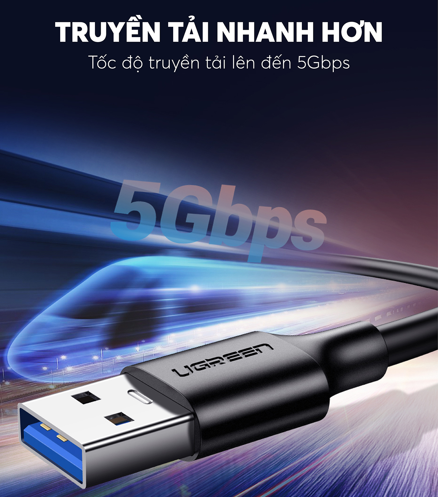 Cáp sạc USB A sang Type C Ugreen US184 Sạc nhanh dòng 3A | Tốc độ truyền lên đến 5Gbps | Bảo Hành 1 đổi 1 18 Tháng