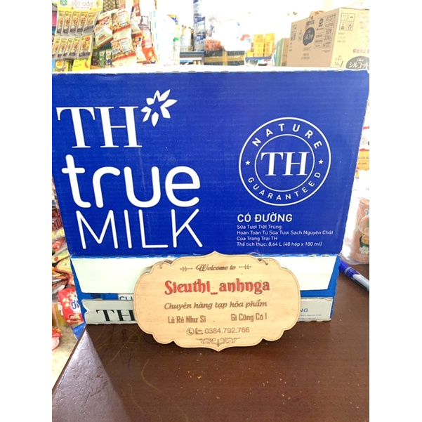 Thùng Sữa TH True Milk 48 hộp x 180ml ( Có Đường/ít Đường/K Đường)