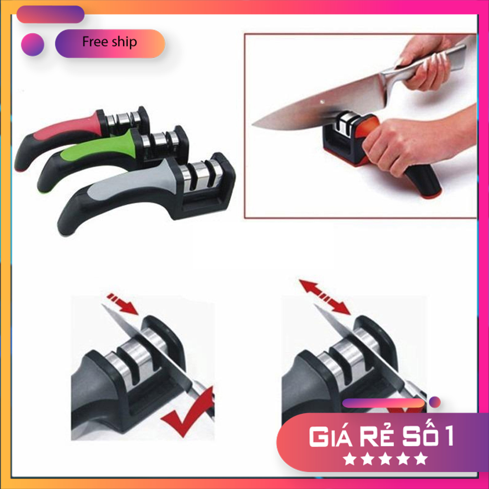 Dụng cụ mài dao,kéo đa năng 2 cấp độ mài thô+mài tinh - có tay cầm chắc chắn tiện lợi - máy mài dao thủ công cầm tay