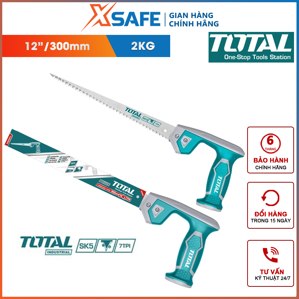 Hand saw the compa total THCS3006 | tools saw Size 12 "/300mm | material Taiwan SK5 7tpi rough machining, cutting material cutting metals such as brass, iron, steel