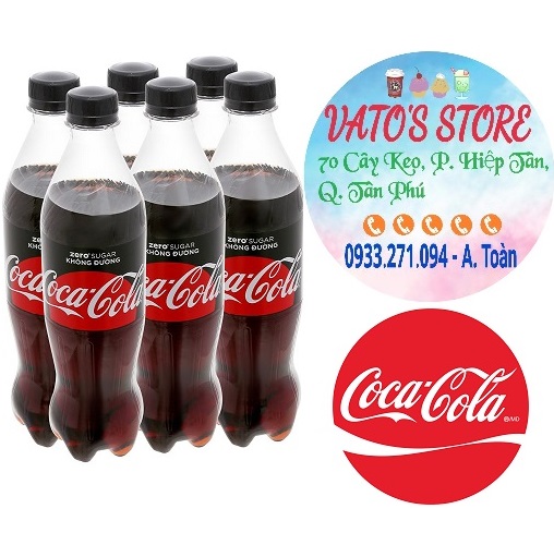 Thùng 24 chai nước ngọt có ga Coca Cola Zero 600ml / Lốc 6 chai nước ngọt CocaCola Zero 600ml
